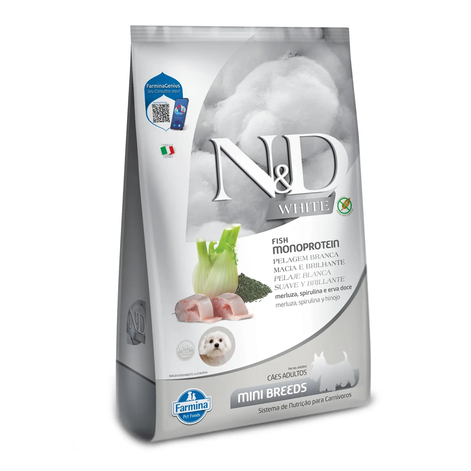 Ração N&D White para Cães Adultos Raças Mini e Pequenas